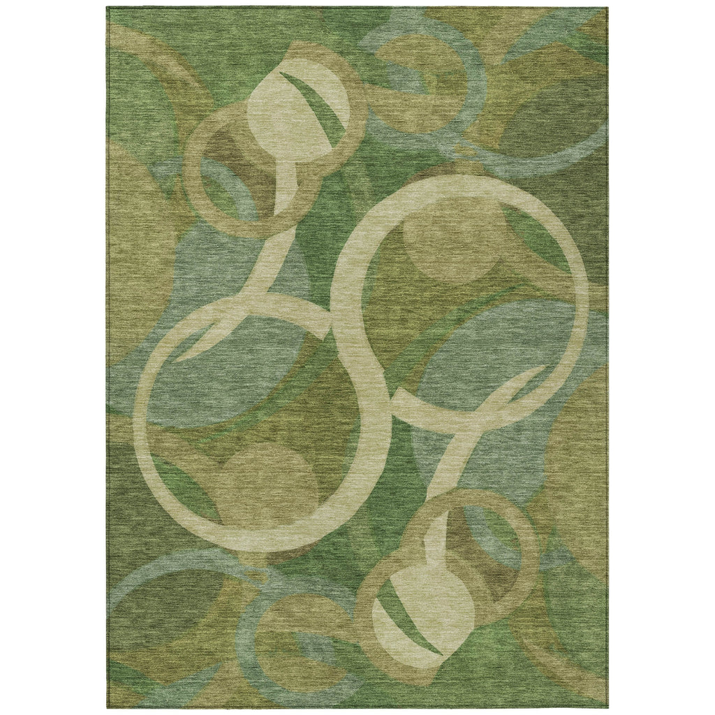 Piper Looms Chantille Geometric ACN2167 Green Machine Washable Area Rug main image