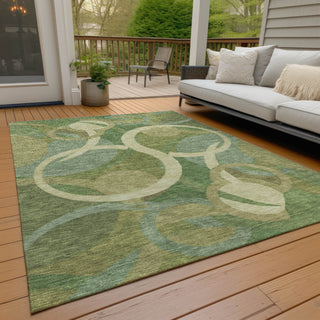 Piper Looms Chantille Geometric ACN2167 Green Machine Washable Area Rug Outdoor Lifestyle Image Feature