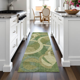 Piper Looms Chantille Geometric ACN2167 Green Machine Washable Area Rug Runner Lifestyle Image Feature