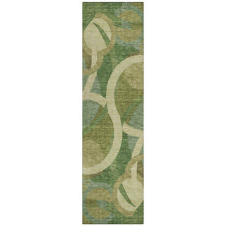 Piper Looms Chantille Geometric ACN2167 Green Machine Washable Area Rug Runner Main Image