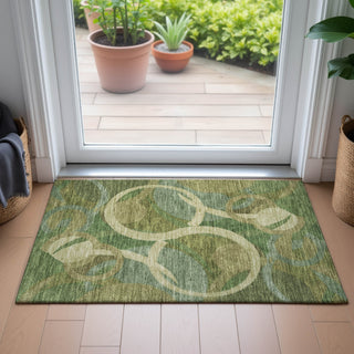Piper Looms Chantille Geometric ACN2167 Green Machine Washable Area Rug Scatter Lifestyle Image Feature