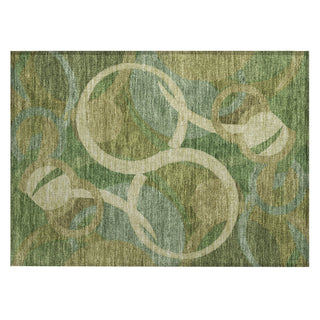 Piper Looms Chantille Geometric ACN2167 Green Machine Washable Area Rug Scatter Main Image