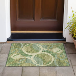 Piper Looms Chantille Geometric ACN2167 Green Machine Washable Area Rug Scatter Outdoor Lifestyle Image Feature