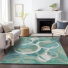 Piper Looms Chantille Geometric ACN2167 Teal Machine Washable Area Rug Lifestyle Image Feature