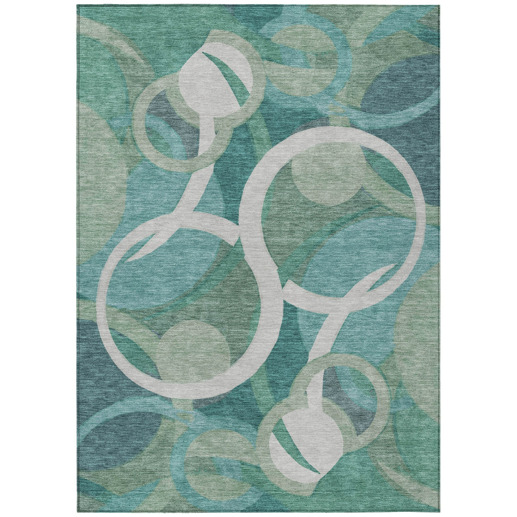Piper Looms Chantille Geometric ACN2167 Teal Machine Washable Area Rug main image