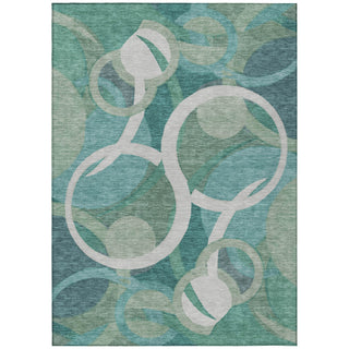 Piper Looms Chantille Geometric ACN2167 Teal Machine Washable Area Rug main image