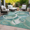 Piper Looms Chantille Geometric ACN2167 Teal Machine Washable Area Rug Outdoor Lifestyle Image Feature
