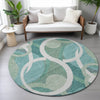 Piper Looms Chantille Geometric ACN2167 Teal Machine Washable Area Rug Round Lifestyle Image Feature