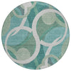 Piper Looms Chantille Geometric ACN2167 Teal Machine Washable Area Rug Round Main Image