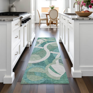 Piper Looms Chantille Geometric ACN2167 Teal Machine Washable Area Rug Runner Lifestyle Image Feature