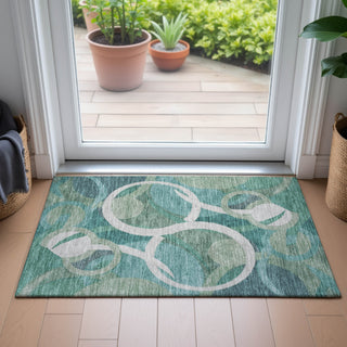 Piper Looms Chantille Geometric ACN2167 Teal Machine Washable Area Rug Scatter Lifestyle Image Feature