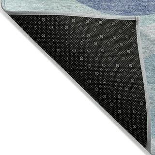 Piper Looms Chantille Geometric ACN2168 Blue Machine Washable Area Rug Backing Image