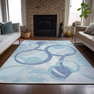 Piper Looms Chantille Geometric ACN2168 Blue Machine Washable Area Rug Lifestyle Image Feature