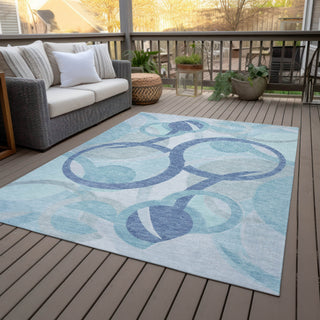 Piper Looms Chantille Geometric ACN2168 Blue Machine Washable Area Rug Outdoor Lifestyle Image Feature