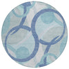 Piper Looms Chantille Geometric ACN2168 Blue Machine Washable Area Rug Round Main Image