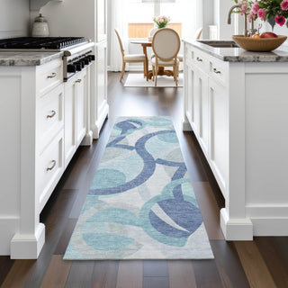 Piper Looms Chantille Geometric ACN2168 Blue Machine Washable Area Rug Runner Lifestyle Image Feature