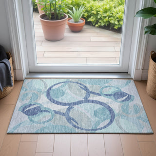 Piper Looms Chantille Geometric ACN2168 Blue Machine Washable Area Rug Scatter Lifestyle Image Feature