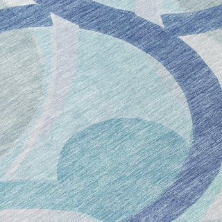 Piper Looms Chantille Geometric ACN2168 Blue Machine Washable Area Rug Swatch Image