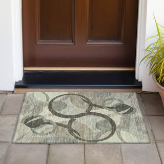 Piper Looms Chantille Geometric ACN2168 Brown Machine Washable Area Rug Scatter Outdoor Lifestyle Image Feature
