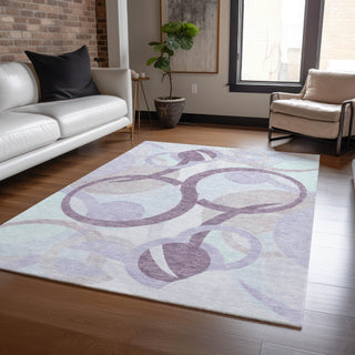Piper Looms Chantille Geometric ACN2168 Plum Machine Washable Area Rug Lifestyle Image Feature