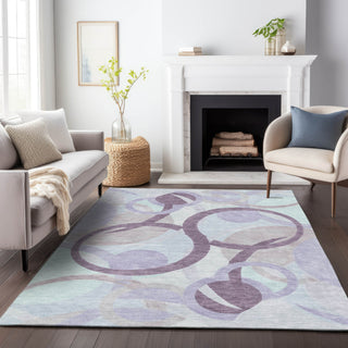 Piper Looms Chantille Geometric ACN2168 Plum Machine Washable Area Rug Lifestyle Image Feature