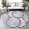 Piper Looms Chantille Geometric ACN2168 Plum Machine Washable Area Rug Round Lifestyle Image Feature