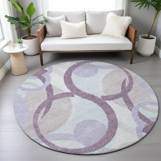 Piper Looms Chantille Geometric ACN2168 Plum Machine Washable Area Rug Round Lifestyle Image Feature
