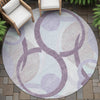 Piper Looms Chantille Geometric ACN2168 Plum Machine Washable Area Rug Round Outdoor Lifestyle Image Feature