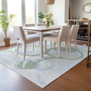 Piper Looms Chantille Geometric ACN2168 Sage Machine Washable Area Rug Lifestyle Image Feature