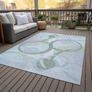 Piper Looms Chantille Geometric ACN2168 Sage Machine Washable Area Rug Outdoor Lifestyle Image Feature