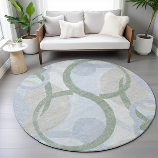 Piper Looms Chantille Geometric ACN2168 Sage Machine Washable Area Rug Round Lifestyle Image Feature