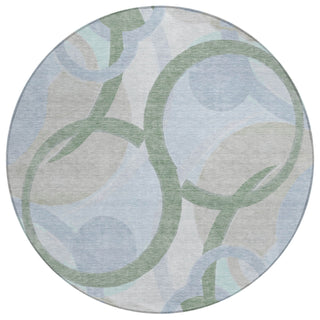 Piper Looms Chantille Geometric ACN2168 Sage Machine Washable Area Rug Round Main Image