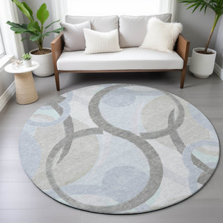Piper Looms Chantille Geometric ACN2168 Taupe Machine Washable Area Rug Round Lifestyle Image Feature