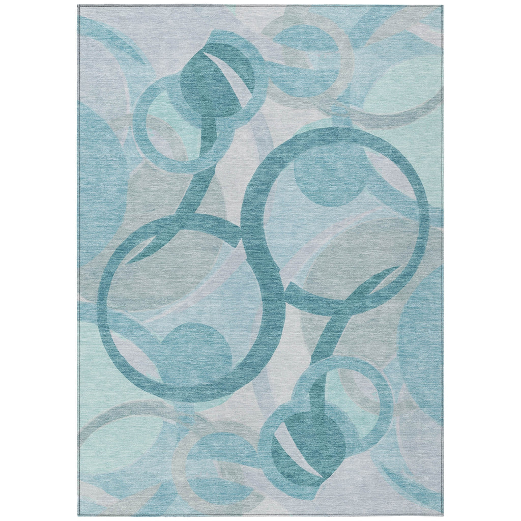 Piper Looms Chantille Geometric ACN2168 Teal Machine Washable Area Rug main image