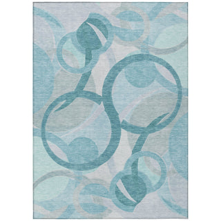 Piper Looms Chantille Geometric ACN2168 Teal Machine Washable Area Rug main image