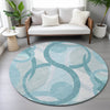 Piper Looms Chantille Geometric ACN2168 Teal Machine Washable Area Rug Round Lifestyle Image Feature