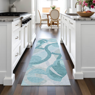 Piper Looms Chantille Geometric ACN2168 Teal Machine Washable Area Rug Runner Lifestyle Image Feature