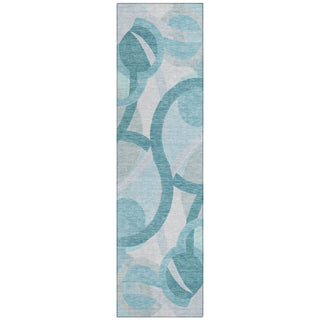 Piper Looms Chantille Geometric ACN2168 Teal Machine Washable Area Rug Runner Main Image