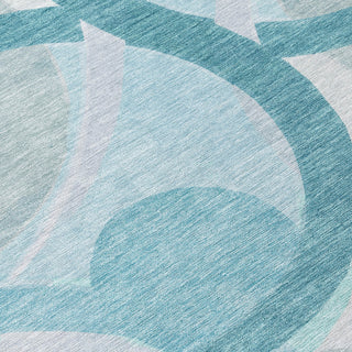 Piper Looms Chantille Geometric ACN2168 Teal Machine Washable Area Rug Swatch Image