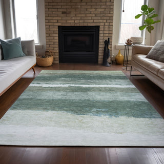 Piper Looms Chantille Stripes ACN2169 Aloe Machine Washable Area Rug Lifestyle Image Feature
