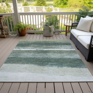 Piper Looms Chantille Stripes ACN2169 Aloe Machine Washable Area Rug Outdoor Lifestyle Image Feature