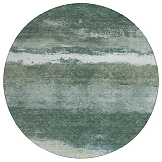 Piper Looms Chantille Stripes ACN2169 Aloe Machine Washable Area Rug Round Main Image