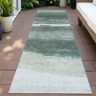 Piper Looms Chantille Stripes ACN2169 Aloe Machine Washable Area Rug Runner Outdoor Lifestyle Image Feature