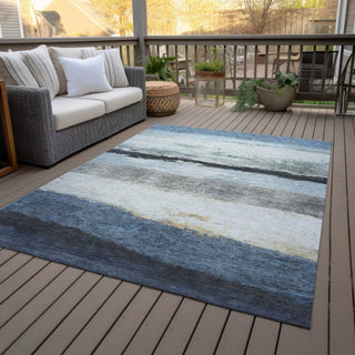 Piper Looms Chantille Stripes ACN2169 Blue Machine Washable Area Rug Outdoor Lifestyle Image Feature