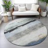 Piper Looms Chantille Stripes ACN2169 Blue Machine Washable Area Rug Round Lifestyle Image Feature