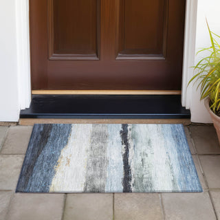 Piper Looms Chantille Stripes ACN2169 Blue Machine Washable Area Rug Scatter Outdoor Lifestyle Image Feature