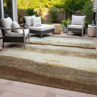 Piper Looms Chantille Stripes ACN2169 Brown Machine Washable Area Rug Outdoor Lifestyle Image Feature