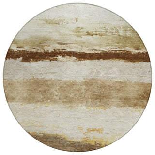 Piper Looms Chantille Stripes ACN2169 Brown Machine Washable Area Rug Round Main Image