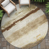 Piper Looms Chantille Stripes ACN2169 Brown Machine Washable Area Rug Round Outdoor Lifestyle Image Feature