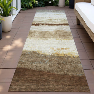 Piper Looms Chantille Stripes ACN2169 Brown Machine Washable Area Rug Runner Outdoor Lifestyle Image Feature